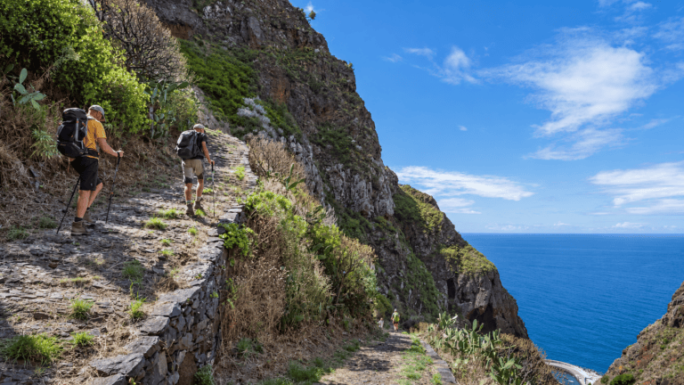 Mountain hiking on the Vereda do Larano trail in Madeira