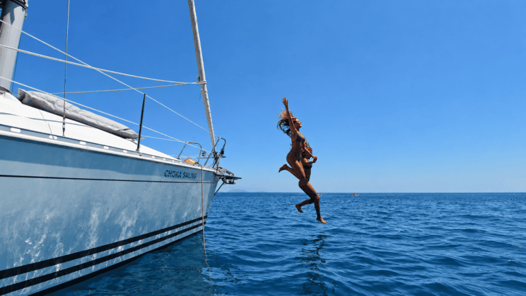 Swimming stop during a catamaran trip in Madeira